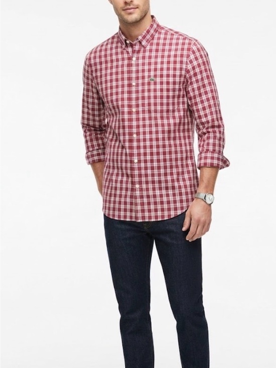 Lacoste Other - Lacoste Red Plaid Button‑Down Shirt
